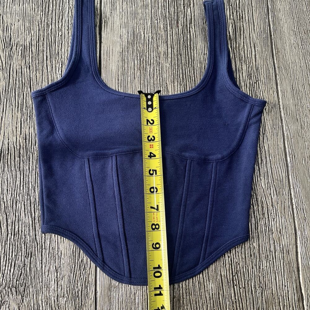 Victoria's Secret PINK The Cinched Piqué Corset Top IN Midnight Navy Size Small - Picture 5 of 9